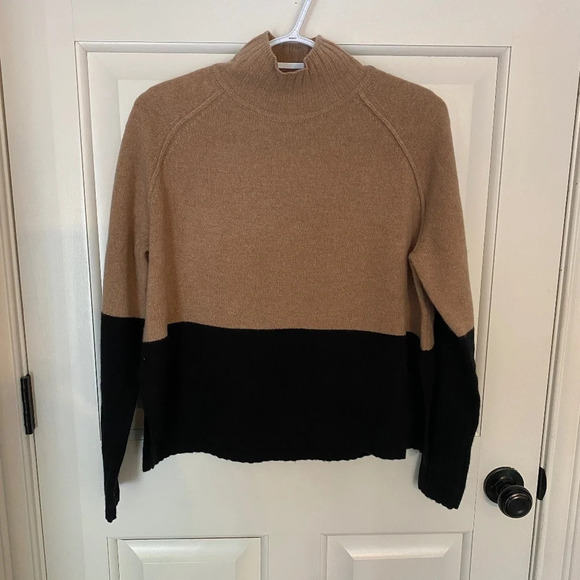 Whistles Colorblock Knit Funnel Neck Sweater/Tan-Black, 33760 - Picture 2 of 10